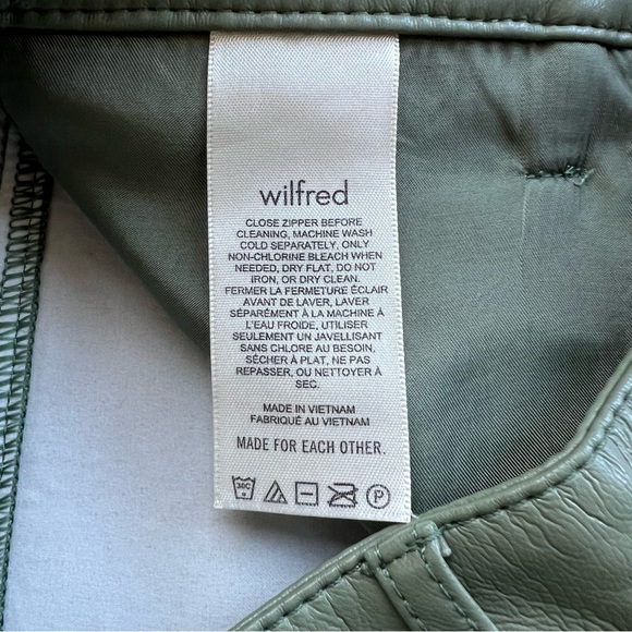 Wilfred Aritzia Melina Flare Sage Green High Rise Vegan Leather Pants, Size 8 - Picture 6 of 10
